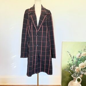 Avec Les Filles 3X Longline Plaid Women Blazer Jacket Academia Preppy Career